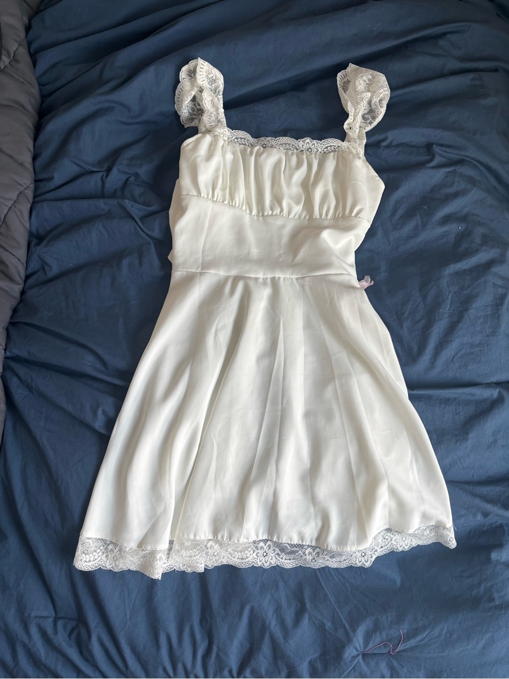 Women's Cream Lace-Trim Slip Dress